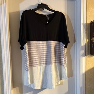 SHEIN Black and White Striped Tunic Top